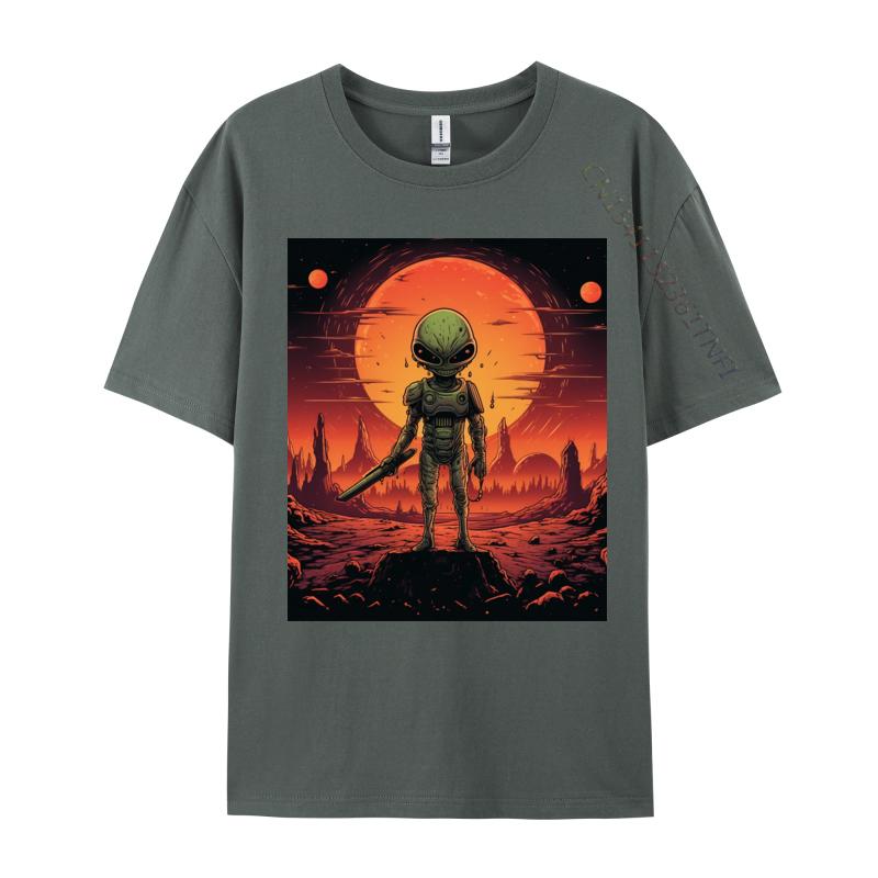 Printing Tops Tees Alien In Armor Tshirts 100 Cotton Fabric Student T Shirt Casual Tops Tees Clothing