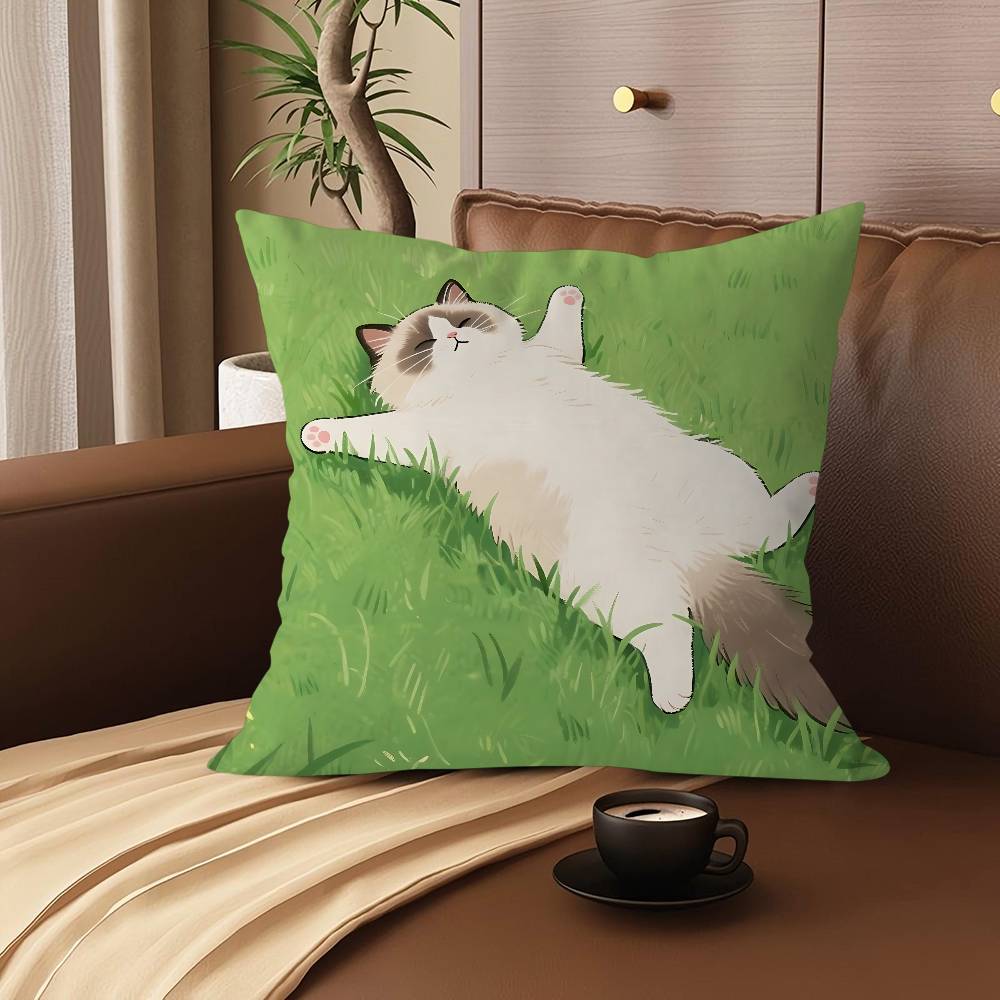 Niedliches Cartoon Katze Kissen Geschenk Heim Büro Dekoration Schlafzimmer Sofa Auto Kissenbezug Hülle 45x45