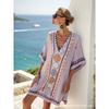 2026 women's V-neck dress seaside vacation 3D printing loose skirt beach