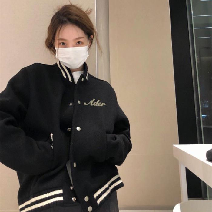 

Autumn Embroidered Baseball Jacket for Men & Women Large чорний