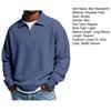 Men Sweatshirt Waffle Fabric Texture Long Sleeve Zipper Half Opening Classic Lapel Pullover Tops