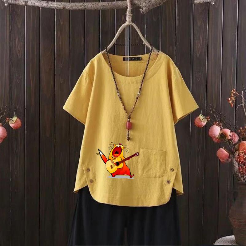 Women's Fashion Cartoon Mouse Prined Summer Casual Loose Short Sleeve T-shirt Summer Blouse Tops