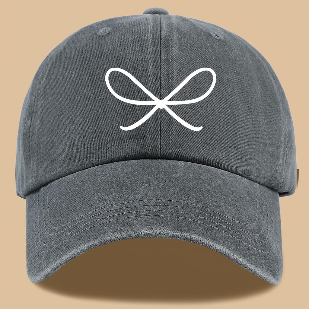 Cute bow printed baseball cap for fishing, vacation, and parties, curved brim sun hat, fashionable and versatile