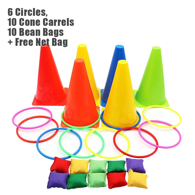 Children Outdoor Sensory Integration Training Games Park/Parish Sports Activities Game Props Traffic Cone Ring Set Throwing Toys