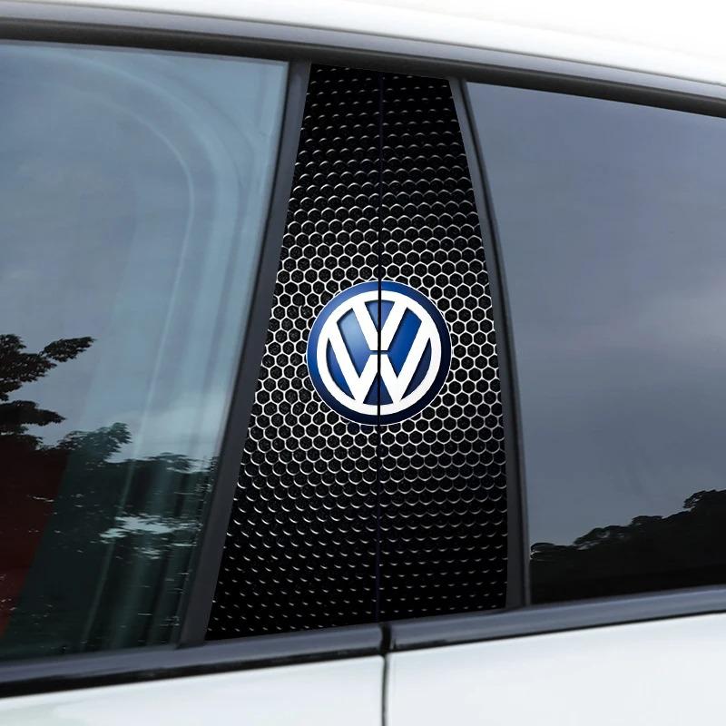 RI02Pcs Car B-pillar Stickers Door Center Pillar Anti-Scratch Decals For Volkswagen VW Polo Golf GTI CC Tiguan Arteon Passat Jetta