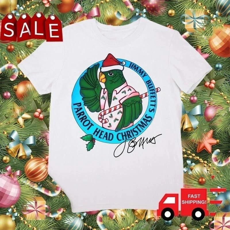 New Jimmy Buffett Parrot Funny Merry Christmas White S to 5XL Shirt VK176 L