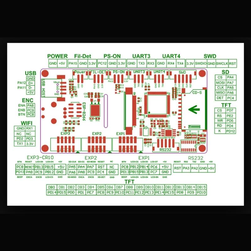 3D-Druckerzubehör TFT35 3.0 LCD-Bildschirm Wifi-Modul für SKR 1.4 und Ender3 CR10