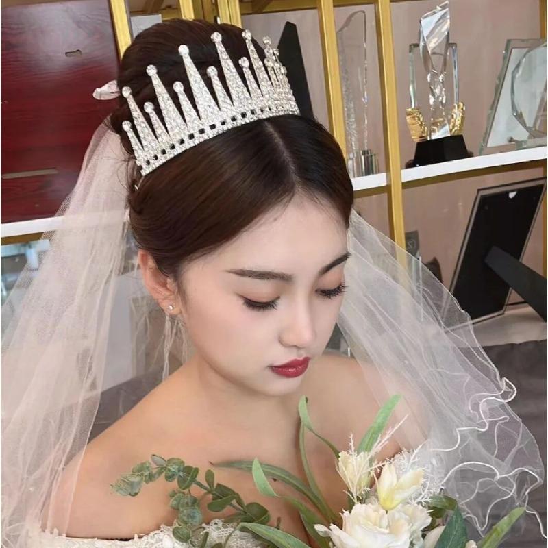 Braut Kristall Königin Krone Hochzeit Haarschmuck Hochzeitskleid Abendkleid Geburtstagskrone Performance Auszeichnung Haarkrone