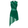 Frauen Lyrical Dance Kleid Strass Sheer Mesh Tüll Flowy Trikot Eiskunstlauf Tanz Kostüm
