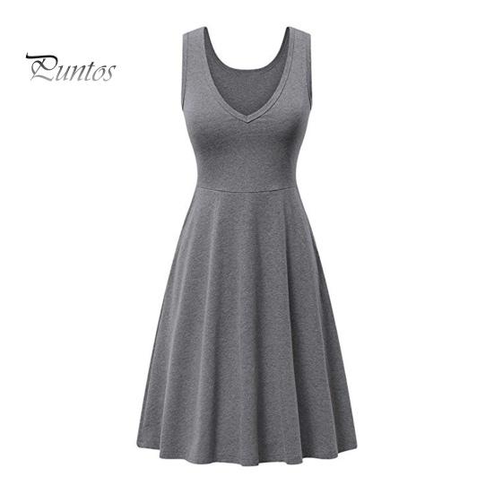 

Летнее женское платье с V-образным вырезом без рукавов, трапециевидной формы, свободный подол, большие качели, чистый цвет, высокая талия, OL, повседневная домашняя одежда, жилет типа миди, платье 3XL серый