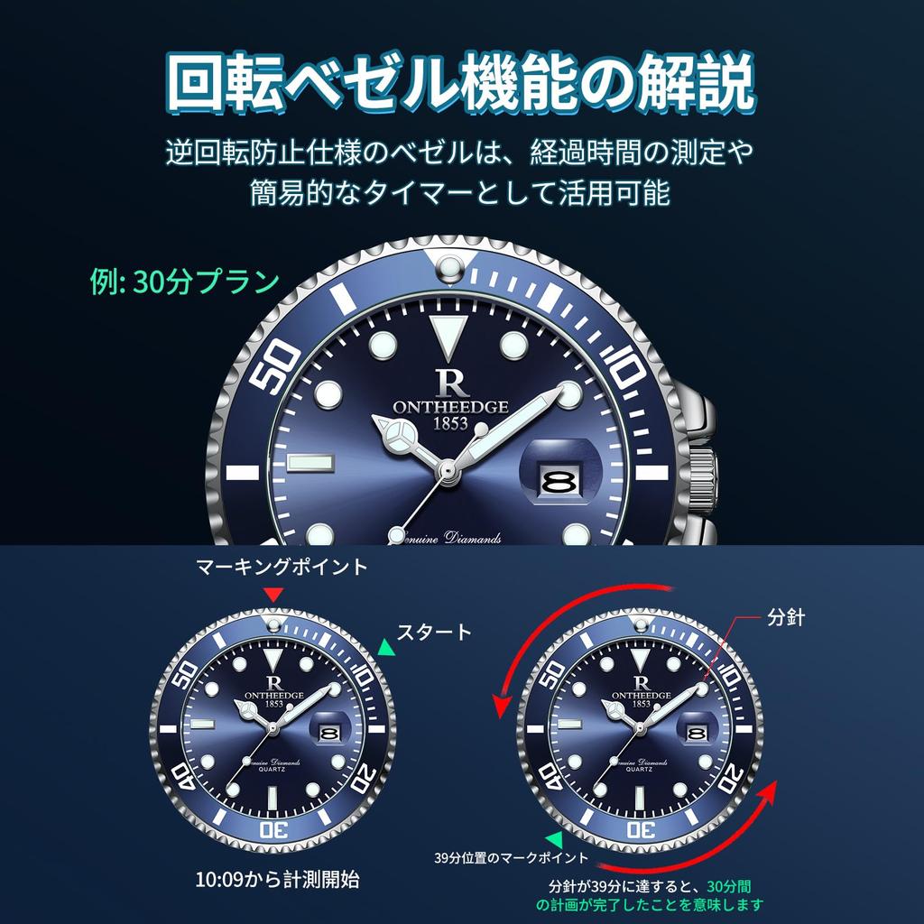 Analog Quartz Water Resistant to 3 Stainless Rotating Date Luminous Large Perfect for Job and More Men's Watch, ATM, Steel, Bezel, Display, Design,