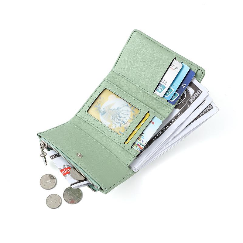 Chain Women Wallet 3 Folding Purse Leather Women Wallets Clutch Cards Holders Zipper Small Coin Pocket