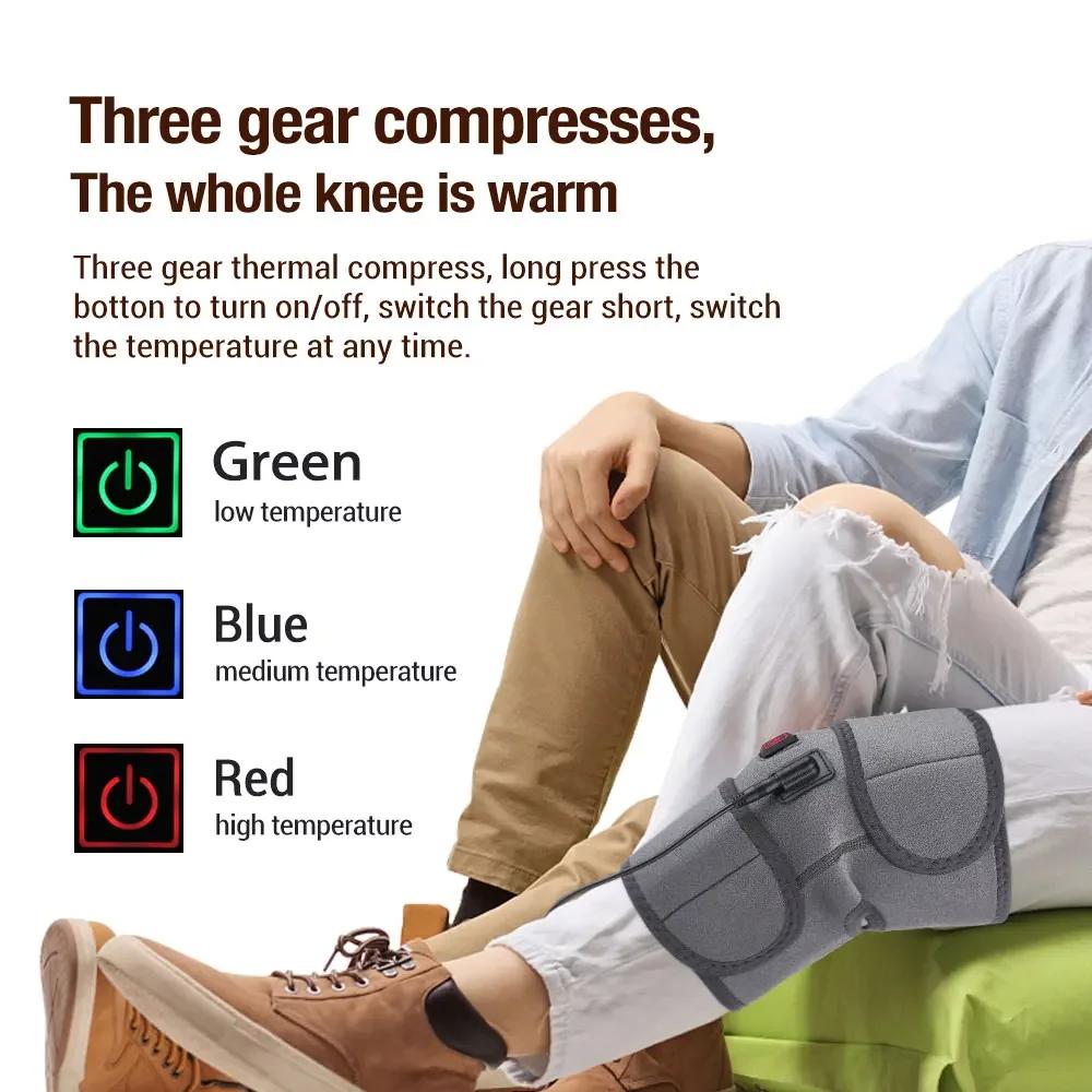 Electric Heating Knee Pads Knee Massage Tool Vibration Hot Compress Therapy Support Knee Pack Arthritis Pain Reliever Leg Elbow