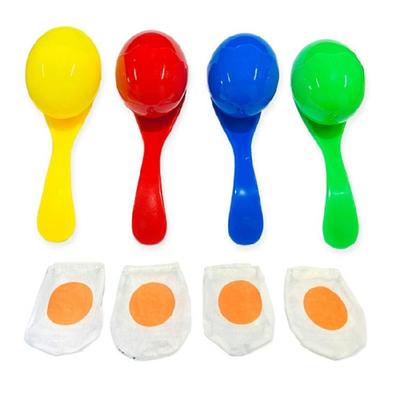 Childrens Balancing Skill Development Game With Plastic Eggs And Spoons Carrying Race