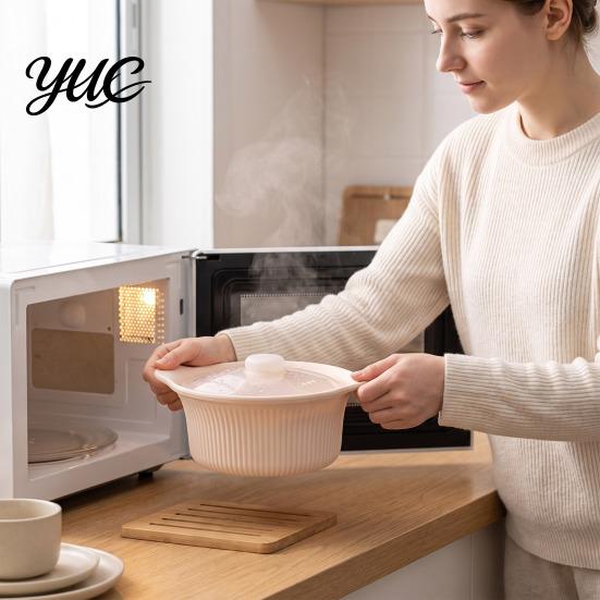Silicone Food Steamer for Microwave Steamer, Double Layer Food-Grade Bowl with Lid & Divider, Heat Resistant Divided Pot Healthy Fat Reduction Cooking