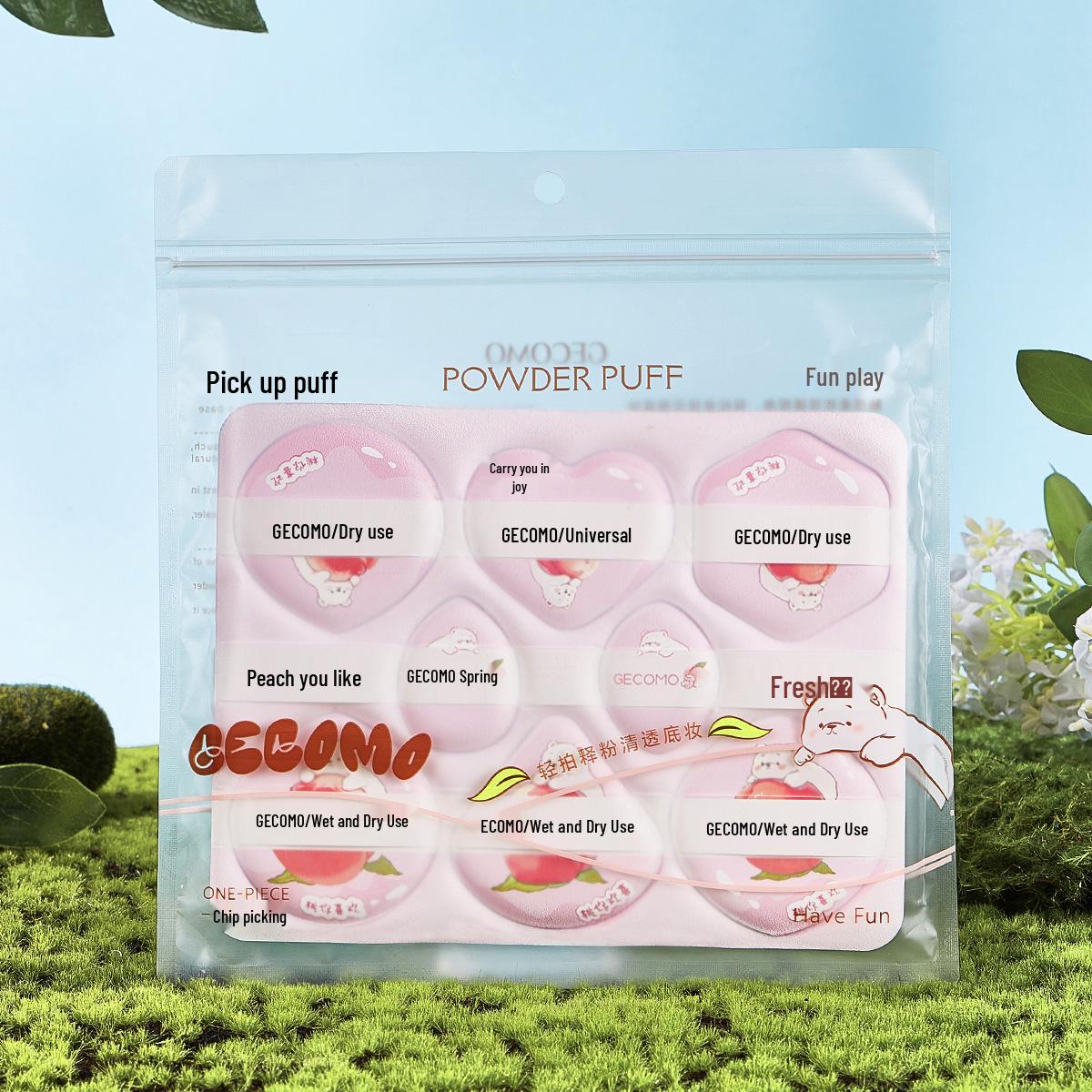 GECOMO 2-in-1 Peach Puff: Skin-Friendly, Long-Lasting, Non-Absorbing Foundation Makeup Sponge
