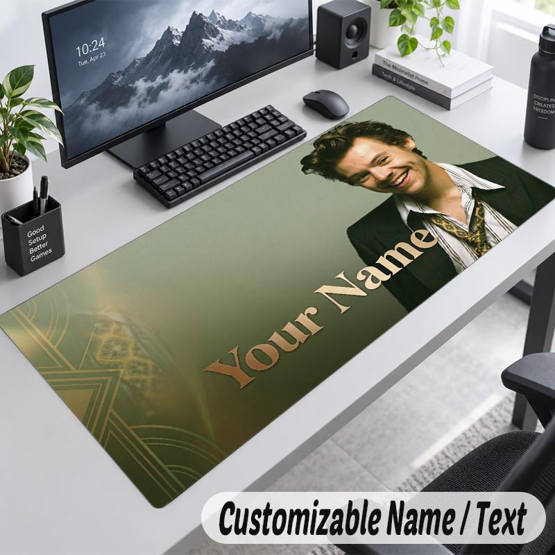 Custom Name Text Mouse Pad Harry Styles Personalized Desk Pad For Work And Gaming