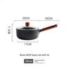 Cookware Non-Stick Milk Pot with Lid and Pour Spout Universal Cooking Saucepan Flat Bottom Wood Handle Frying Pan Porridge