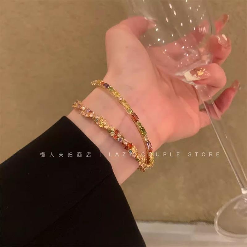 Colorful Dopamine Zirconia Bracelet - Women's Designated Spiral Knoted Exquisite Hand Chain Jewelry