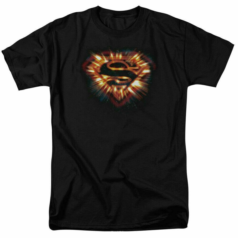 26 Superman Space Burst Logo T Shirt Licensed Comic Book Movie Tee Black Unisex T-Shirt XXXL