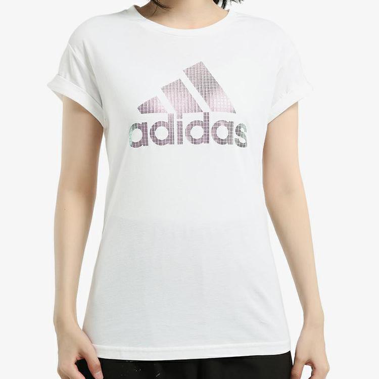 Adidas Comfortable Breathable Letter Print Round Neck Pullover Short Sleeve Drop Shoulder T-Shirt Women T-Shirt DM5320