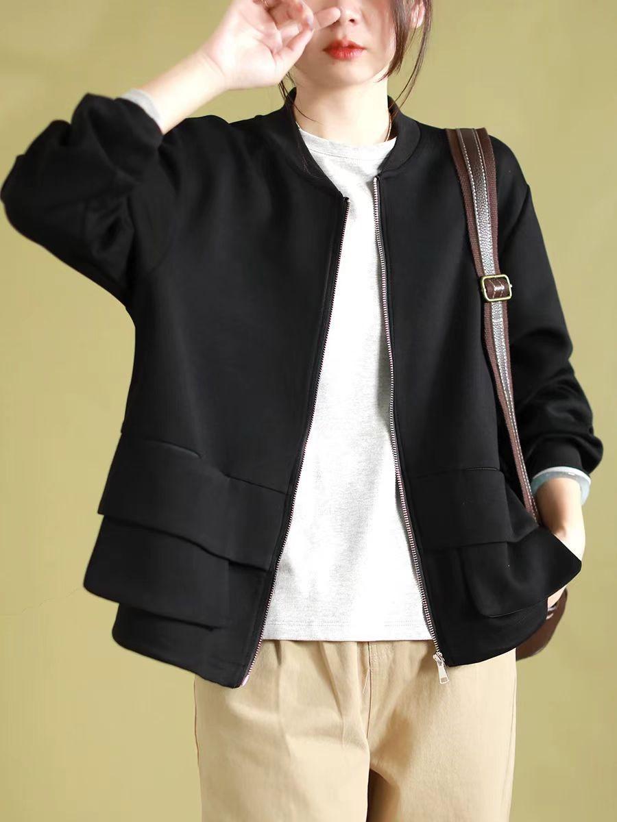 

Johnature Женское Осеннее Модное Винтажное Стильное Повседневное Однотонное Пальто с Длинными Рукавами Индивидуальное Коллажное Свободное Ретро Пальто One Size чёрный