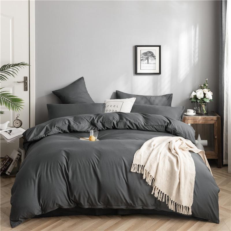 100% Cotton Bedding Set 3Pcs,Duvet Cover,Skin Friendly Breathable,2 Pillowcases,Twin Full Single Double Size,Solid Color