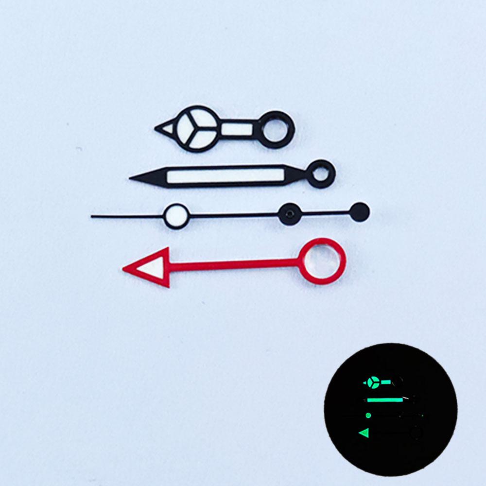 GMT NH34 Watch Hands Black 4Pins Fit NH34A Movement Blue Green Luminous Pointers Gmt-Needles Mod for Seiko Mod Parts