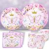 Butterfly Disposable Tableware Set Paper Plate Napkin Banner Happy Girls Birthday Party Decorations Kids Baby Shower Supplies