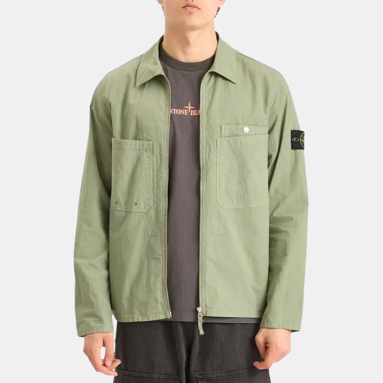 STONE ISLAND Solid Color Zip Collar Long Sleeve Jacket Men Jackets K1S151200012S0063-V0059