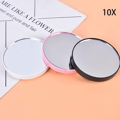 Tragbarer runder Kosmetikspiegel mit 5- bis 10-facher Vergrößerung und zwei Saugnäpfen