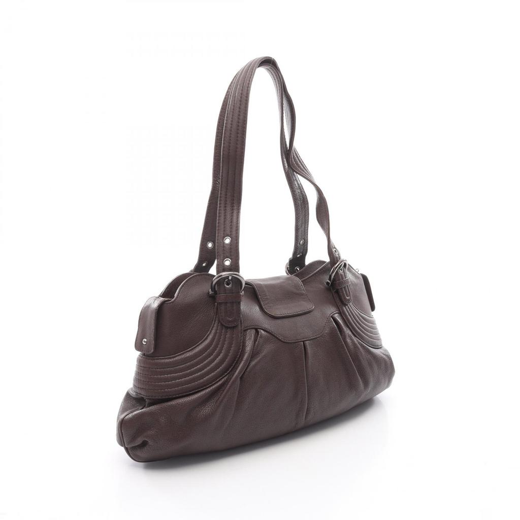 Used Salvatore Ferragamo Gancini Handbag leather Brown Used Women
