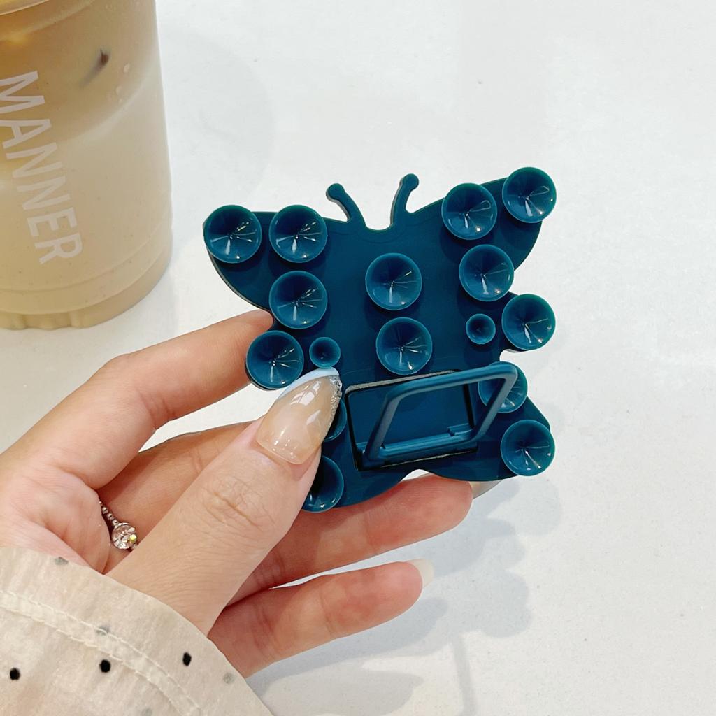 Butterfly Silicone Suction Cup Phone Stand Holder Portable Desktop Kickstand Square Ring Holder