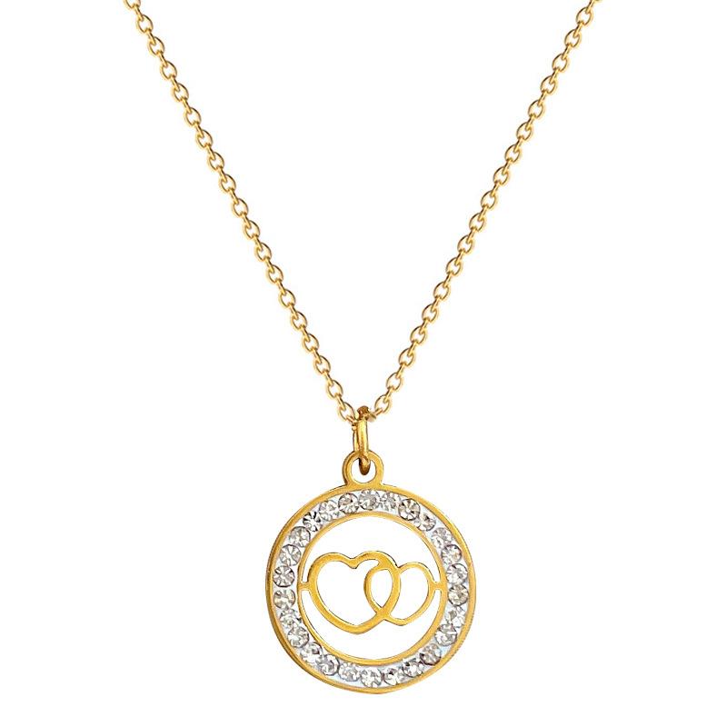 Double Ring Love Minimalist Furnace Real Gold Necklace Female Collarbone Chain Accessories