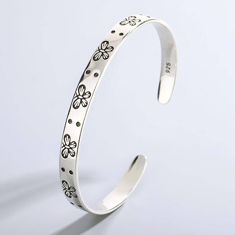 Butterfly Open Bangle Bracelet 925 Silver Vintage Sweet Cool Fashion Bangle