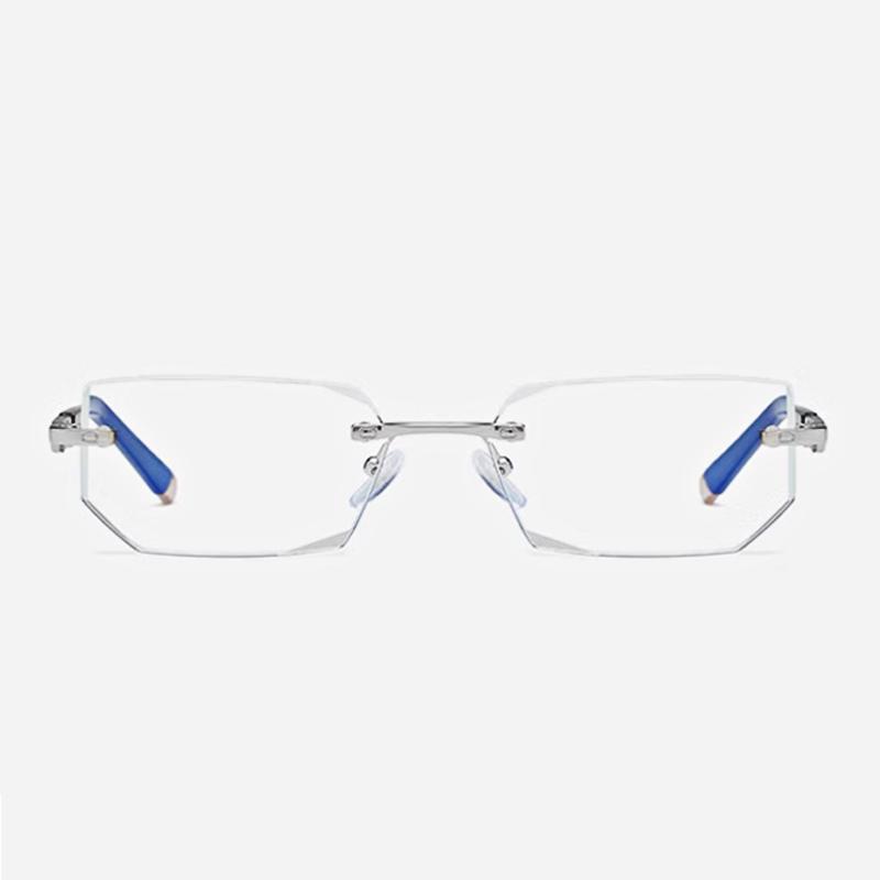 MODFANS Presbyopia Reading Glasses Blue Light Refractive Rimless Blue Light Blocking Glasses Men Correction Transparent Eyewear +100