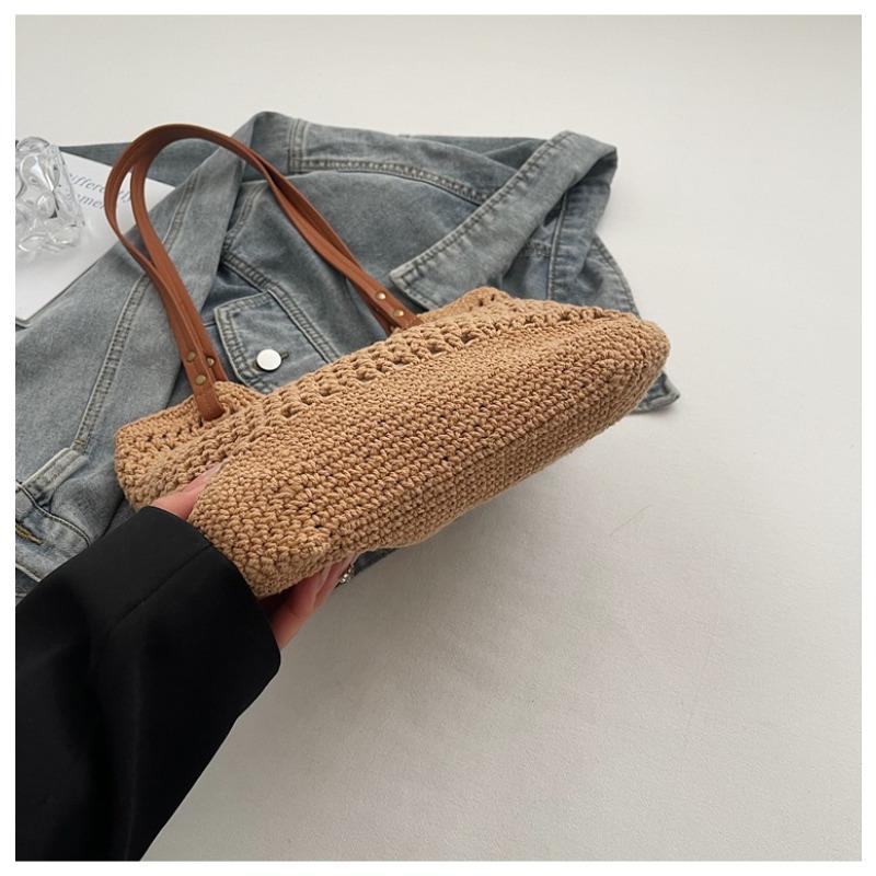 Spring New Style Women's Fashion Casual Single Shoulder Bag Hollow Lazy Style Handbag Woven Tote Bag