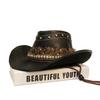 Leather Western Cowboy Hat Men'S Gentleman Godfather Hat Pu Material Panama Cowboy Hat Jazz Hat  Sombrero Para Hombres