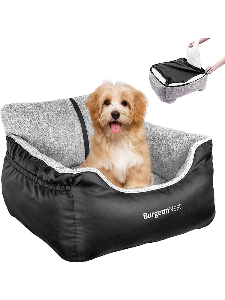 Dog Car Seat for Small Dog Waterproof Pet Mat Nest with Storage Pockets and Clip-On Leash Portable Dogs Car Travel Carrier Bed