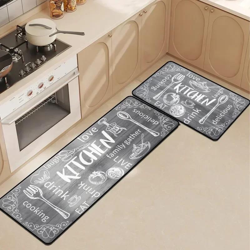 Kitchen Waterproof Carpet Pvc Leather Non-Slip Oil-Proof Floor Mat Home Decoration Rug Kitchenware Pattern Alfombra De Cocina