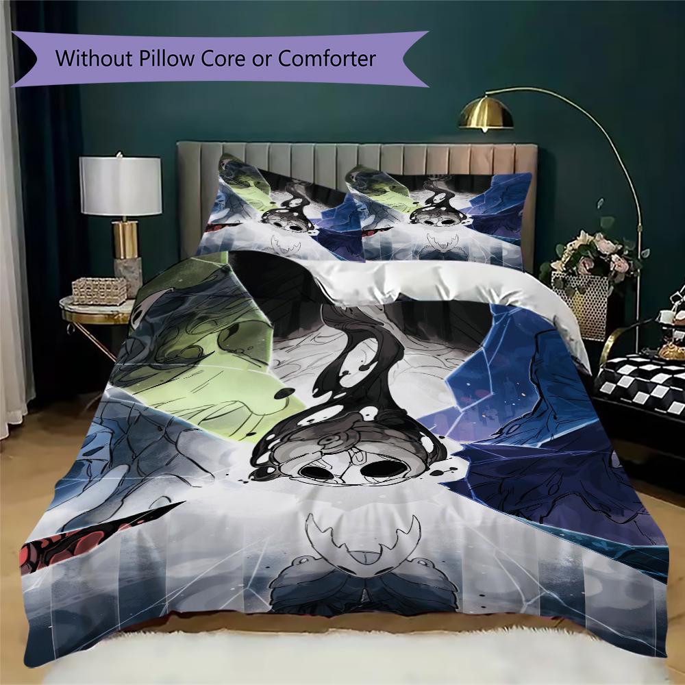 Pościel z wzorem Hollow Knight Zestaw pościeli Poszewka na kołdrę Poszewka na poduszkę Dekoracja domu Prezent urodzinowy (1 * poszewka na kołdrę + 2 * poszewka na poduszkę bez wypełnienia)43
