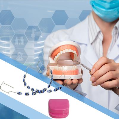 2Pcs Dental Fake Braces Metal Wires Bracket Orthodontic Ligature Ties Dental Fashion Decoration for Daily Tooth Protect