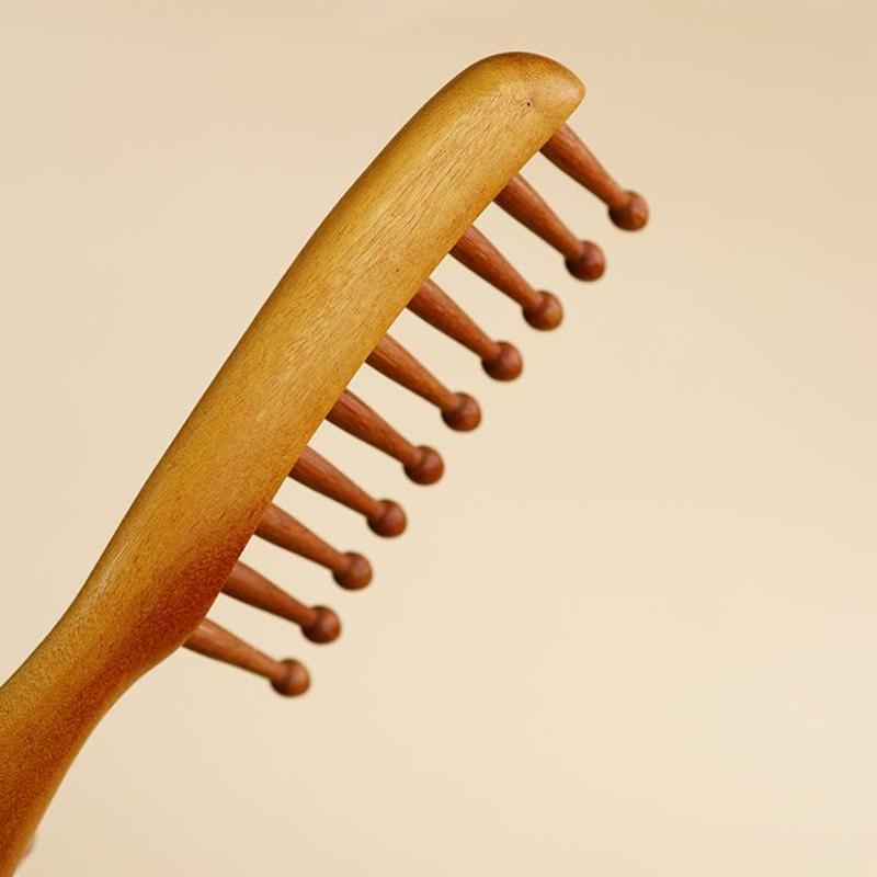 Natural Garapa Wooden Comb Meridian Massage Anti-Static No-Snags Wide Tooth Comb For Women Girl Straight Curly Hair