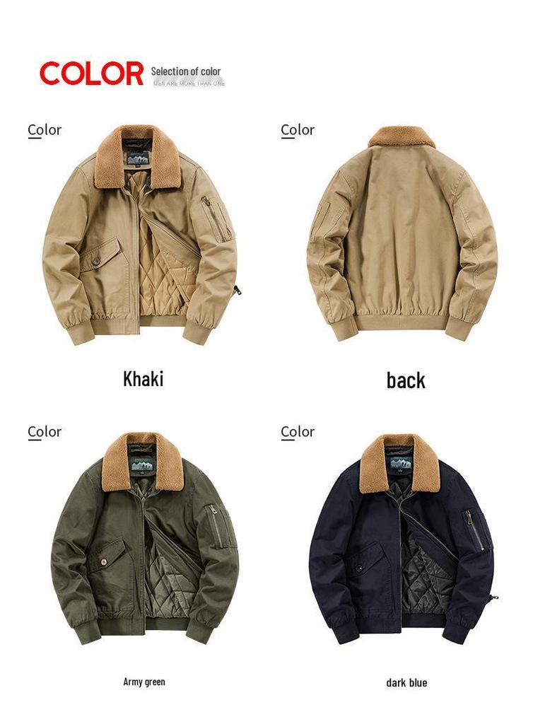 Herren Plus Size Baumwolljacke mit Fleecefutter und abnehmbarem Kragen - Herbst Winter 2022 Kollektion, Modell 7022A.