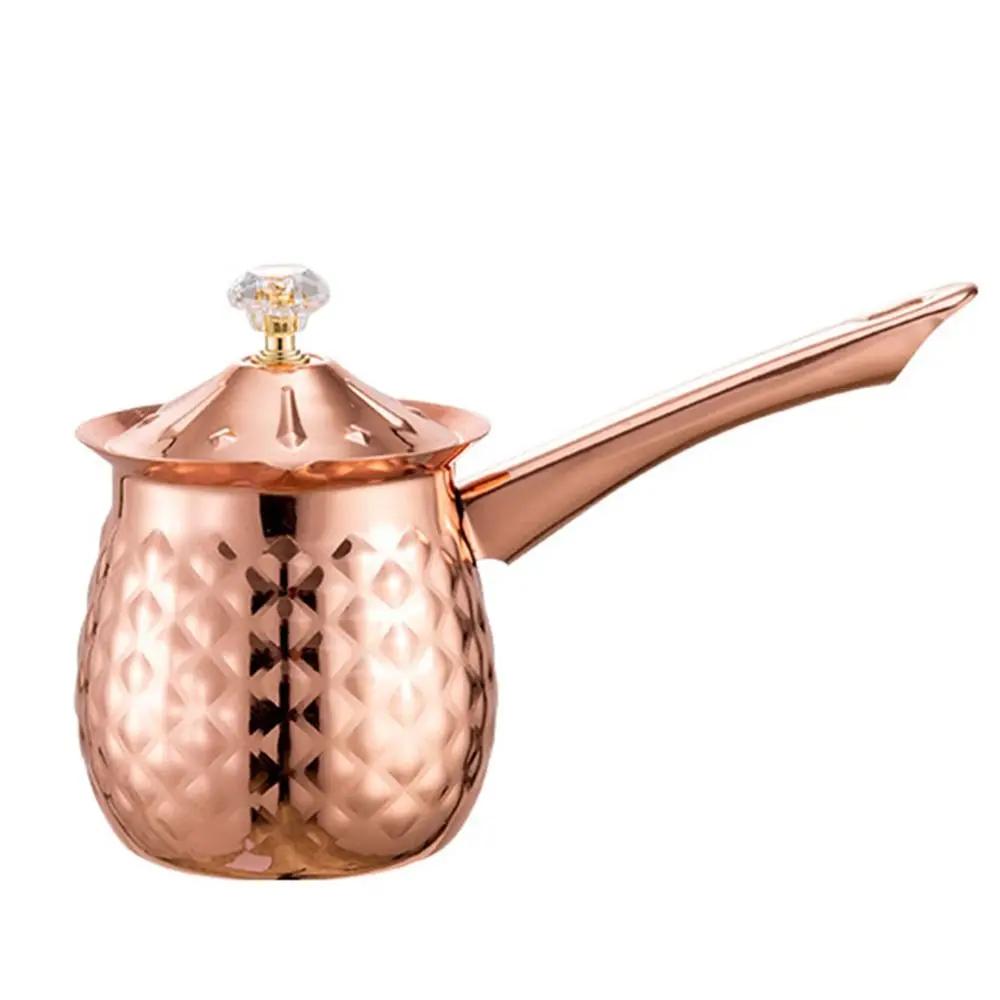 Versatile Handcrafted Turkish Coffee Pot Handle Stable Melting Jug Stainless Steel Lid Heating Pot Household