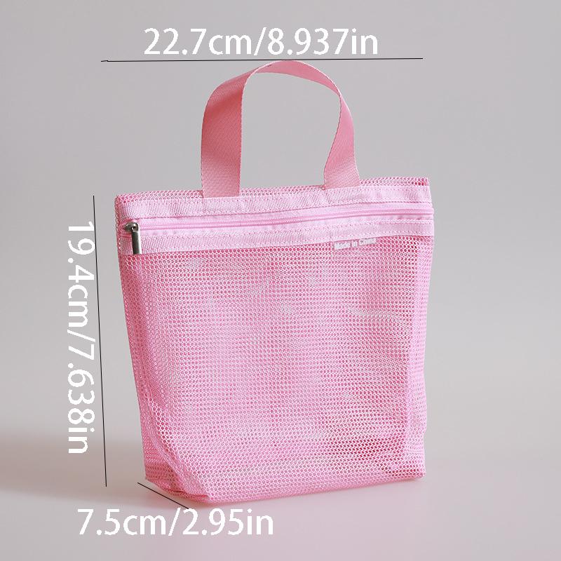 Foldable, Lightweight & Transparent Mesh Travel Toiletry Bag – Zipper Closure, Top Handle | color Breathable Bathroom Organizer