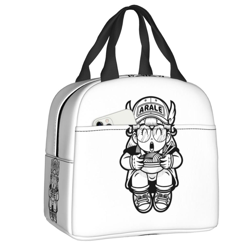 Custom Arale Norimakis Japanese Dr Slump Insulated Lunch Bags for Work School Waterproof Cooler Thermal Bento Box Women Children