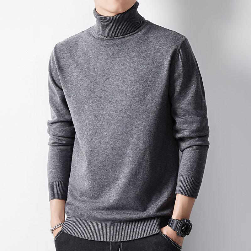Men's Plus Velvet Thick Knitwear: Wear-Resistant High-End Wool Sweater with Fold-Over Neck.