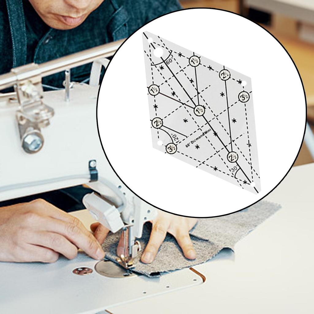 60 Degree Diamond Quilting Template Quilting Ruler Transparent for Quilter