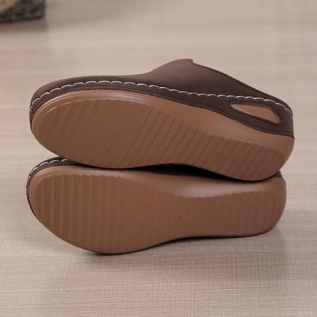 2025 Women's Plus Size Round-Toe Thick-Soled Backless Breathable Summer Slippers